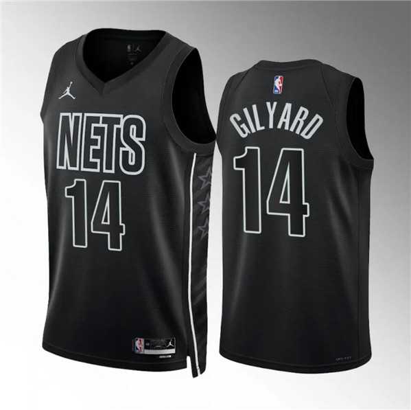 Mens Brooklyn Nets #14 Jacob Gilyard Black Draft Statement Edition Stitched Basketball Jersey Dzhi